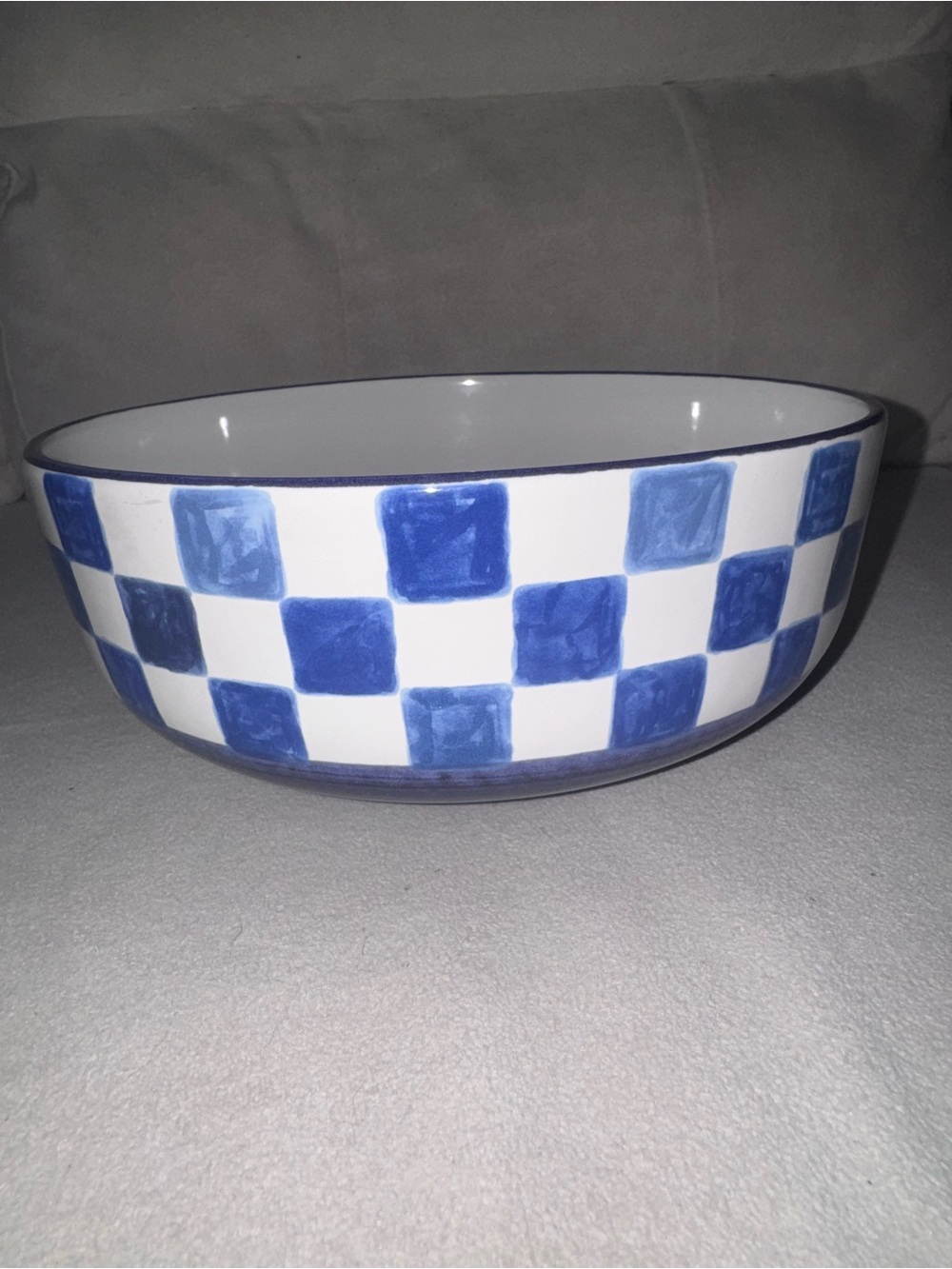 MacKenzie-Childs Indigo Check Serving Bowl